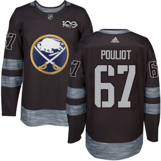 Men's Adidas Buffalo Sabres #67 Benoit Pouliot Premier Black 1917-2017 100th Anniversary NHL Jersey