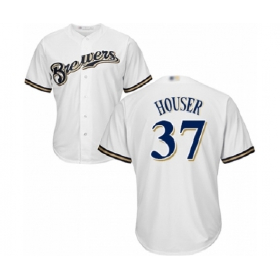 Youth Milwaukee Brewers #37 Adrian Houser Authentic White Home Cool Base Baseball Player Jersey - Ujersey