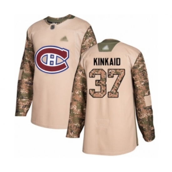 Youth Montreal Canadiens #37 Keith Kinkaid Authentic Camo Veterans Day Practice Hockey Jersey - Ujersey