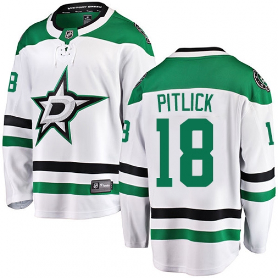 Youth Dallas Stars #18 Tyler Pitlick Authentic White Away Fanatics Branded Breakaway NHL Jersey - Ujersey