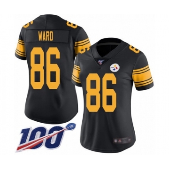 Women's Pittsburgh Steelers #86 Hines Ward Limited Black Rush Vapor Untouchable 100th Season Football Jersey - Ujersey