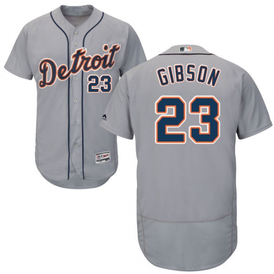 Men's Majestic Detroit Tigers #23 Kirk Gibson Grey Road Flex Base Authentic Collection MLB Jersey - Ujersey