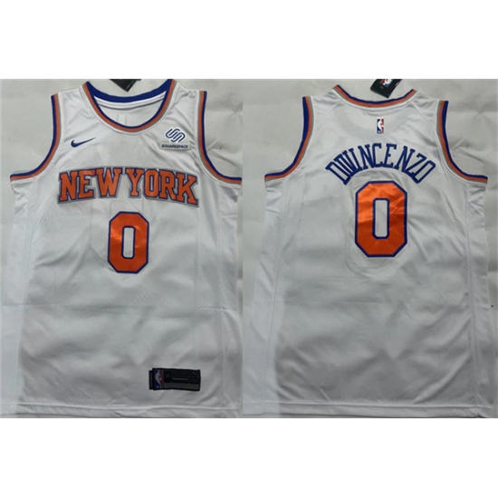 Men's New York Knicks #0 Donte DiVincenzo White Stitched Basketball Jersey - Ujersey