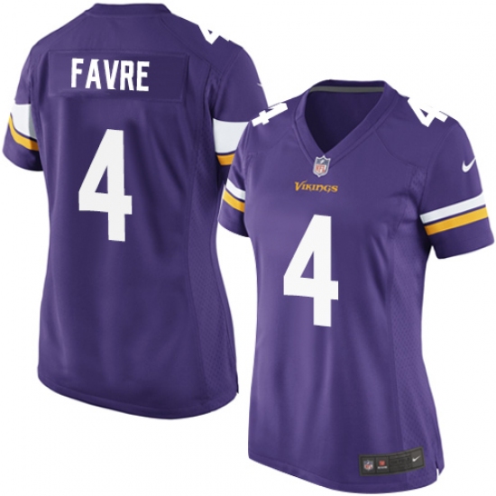 Women's Nike Minnesota Vikings #4 Brett Favre Game Purple Team Color NFL Jersey - Ujersey