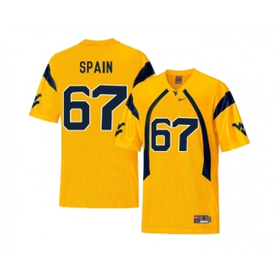 West Virginia Mountaineers 67 Quinton Spain Gold College Football Jersey - Ujersey