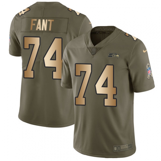 Men's Nike Seattle Seahawks #74 George Fant Limited Olive/Gold 2017 Salute to Service NFL Jersey - Ujersey