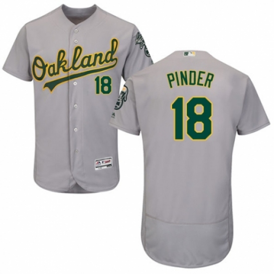 Men's Majestic Oakland Athletics #18 Chad Pinder Grey Road Flex Base Authentic Collection MLB Jersey - Ujersey