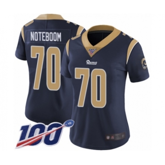 Women's Los Angeles Rams #70 Joseph Noteboom Navy Blue Team Color Vapor Untouchable Limited Player 100th Season Football Jersey - Ujersey