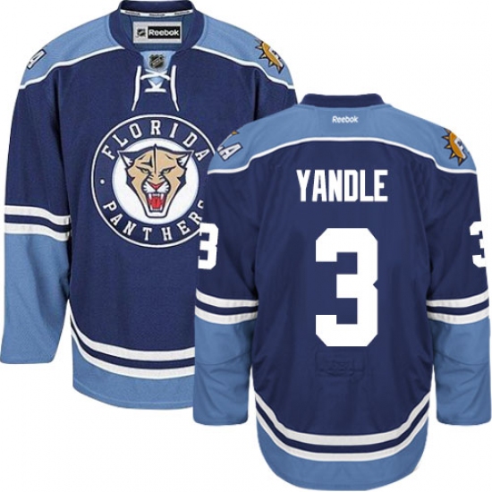 Men's Reebok Florida Panthers #3 Keith Yandle Authentic Navy Blue Third NHL Jersey - Ujersey