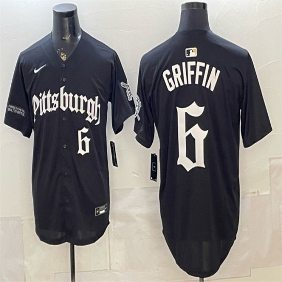 Men's Pittsburgh Pirates #6 Konnor Griffin Black 'Gothic Steel City Edition' Vapor Limited Stitched Baseball Jersey - Ujersey