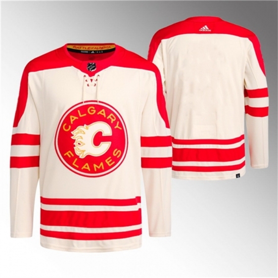 Men's Calgary Flames Blank 2023 Cream Classic Primegreen Stitched Jersey - Ujersey