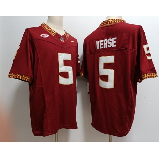 Men's Florida State Seminoles #5 Jared Verse Red 2023 F U S E Stitched Limited NCAA Jersey