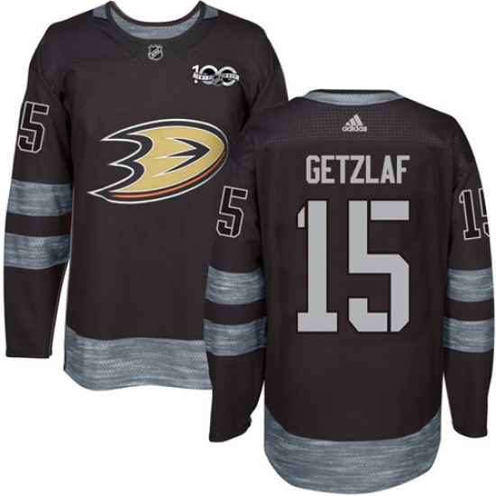 Men's Adidas Anaheim Ducks #15 Ryan Getzlaf Authentic Black 1917-2017 100th Anniversary NHL Jersey - Ujersey