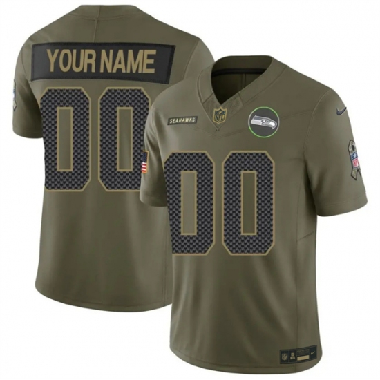 Men's Seattle Seahawks Active Player Custom Olive 2025 F.U.S.E. Salute to Service Limited Stitched Football Jersey - Ujersey