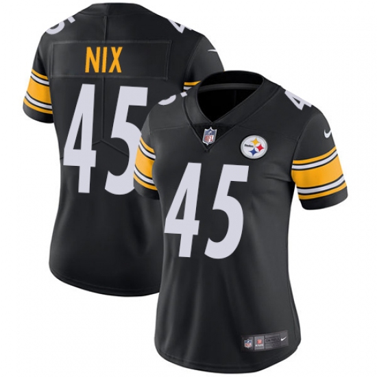 Women's Nike Pittsburgh Steelers #45 Roosevelt Nix Black Team Color Vapor Untouchable Limited Player NFL Jersey - Ujersey
