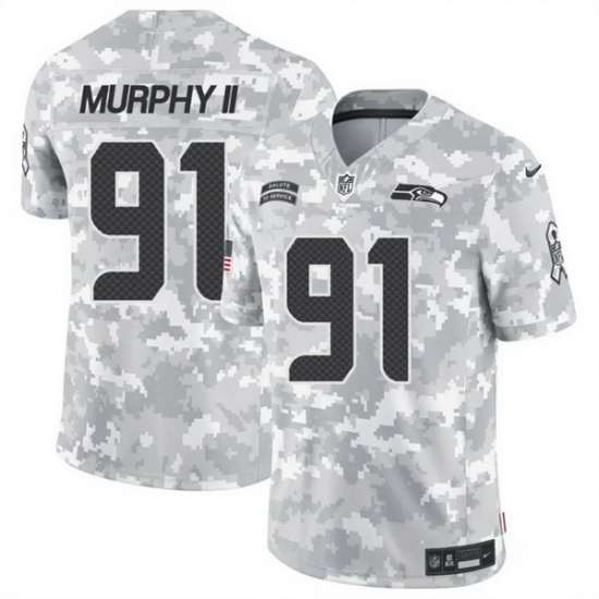 Men's Seattle Seahawks #91 Byron Murphy II 2024 F U S E Arctic Camo Salute To Service Limited Stitched Football Jersey - Ujersey