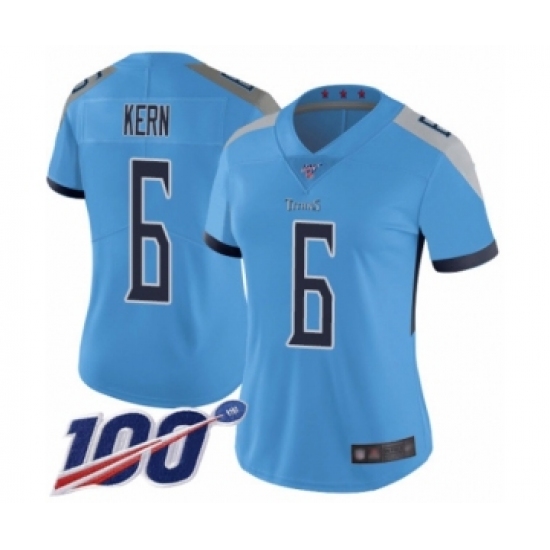 Women's Tennessee Titans #6 Brett Kern Light Blue Alternate Vapor Untouchable Limited Player 100th Season Football Jersey - Ujersey