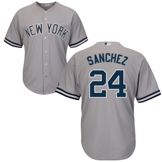 Youth Majestic New York Yankees #24 Gary Sanchez Replica Grey Road MLB Jersey - Ujersey