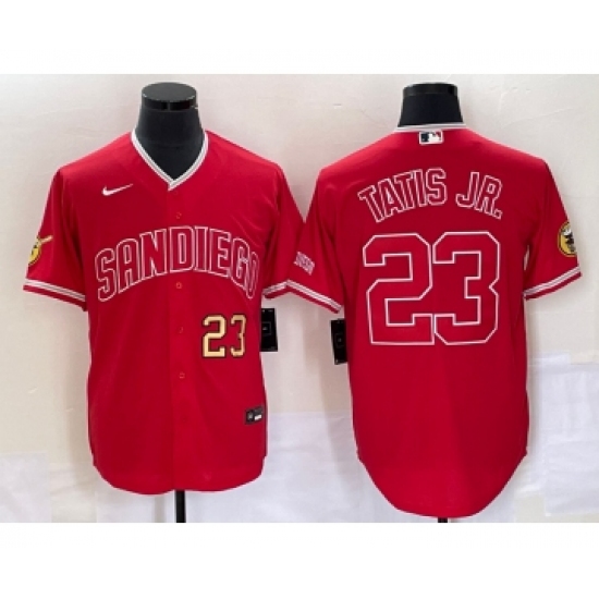 Men's San Diego Padres #23 Fernando Tatis Jr Number Red NEW 2023 Cool Base Stitched Jersey