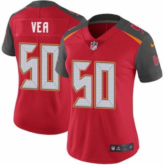 Women's Nike Tampa Bay Buccaneers #50 Vita Vea Red Team Color Vapor Untouchable Elite Player NFL Jersey - Ujersey