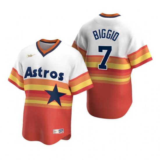 Men's Nike Houston Astros #7 Craig Biggio White Orange Cooperstown Collection Home Stitched Baseball Jersey - Ujersey
