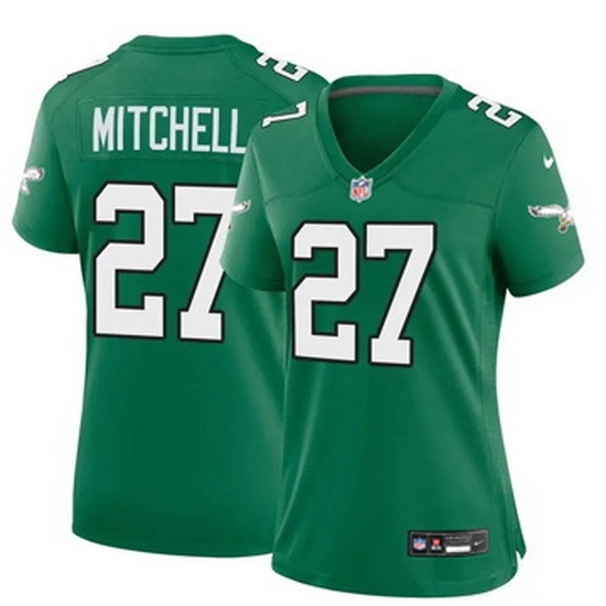 Women Philadelphia Eagles #27 Quinyon Mitchell Green Vapor Untouchable Stitched NFL Jersey - Ujersey