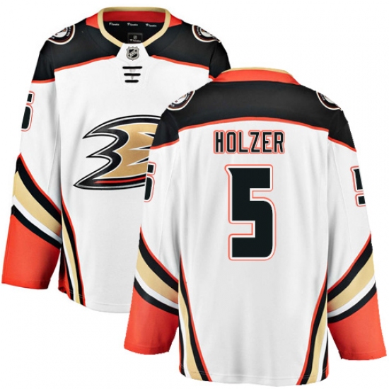 Men's Anaheim Ducks #5 Korbinian Holzer Fanatics Branded White Away Breakaway NHL Jersey - Ujersey