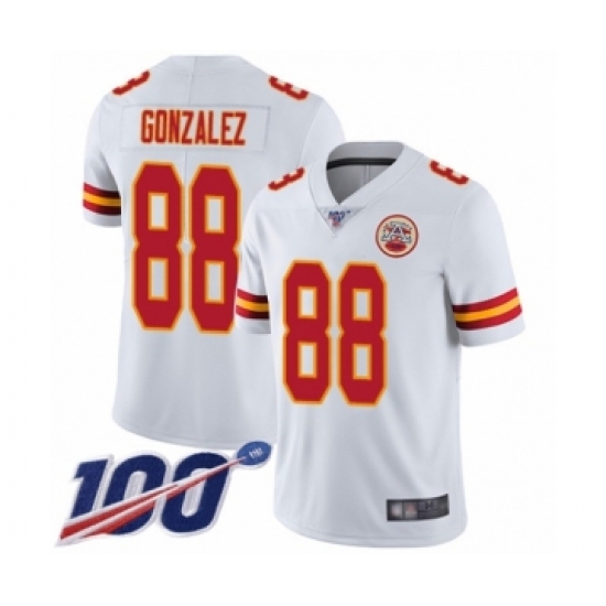 Men's Kansas City Chiefs #88 Tony Gonzalez White Vapor Untouchable Limited Player 100th Season Football Jersey - Ujersey