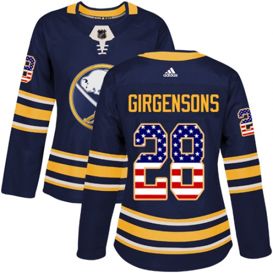 Women's Adidas Buffalo Sabres #28 Zemgus Girgensons Authentic Navy Blue USA Flag Fashion NHL Jersey - Ujersey