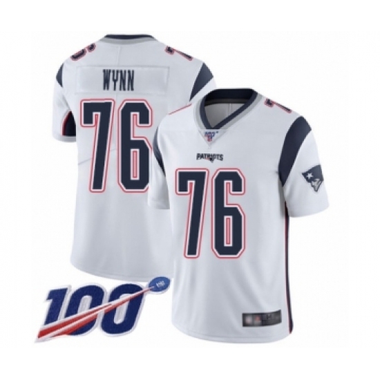 Men's New England Patriots #76 Isaiah Wynn White Vapor Untouchable Limited Player 100th Season Football Jersey - Ujersey