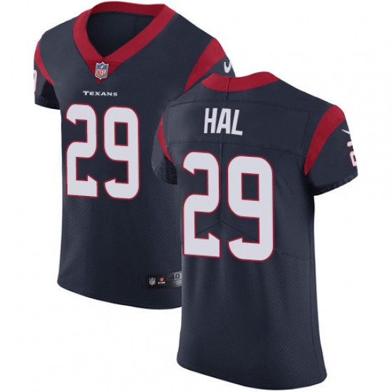 Men's Nike Houston Texans #29 Andre Hal Navy Blue Team Color Vapor Untouchable Elite Player NFL Jersey - Ujersey