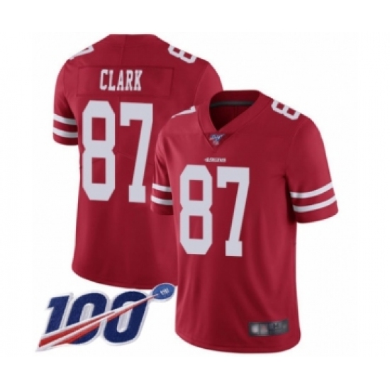 Men's San Francisco 49ers #87 Dwight Clark Red Team Color Vapor Untouchable Limited Player 100th Season Football Jersey - Ujersey
