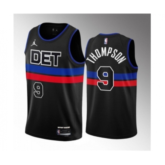 Men's Detroit Pistons #9 Ausar Thompson Black 2023 Draft Statement Edition Stitched Basketball Jersey - Ujersey
