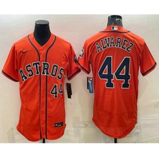Men's Houston Astros #44 Yordan Alvarez Number Orange Stitched MLB Flex Base Nike Jersey - Ujersey