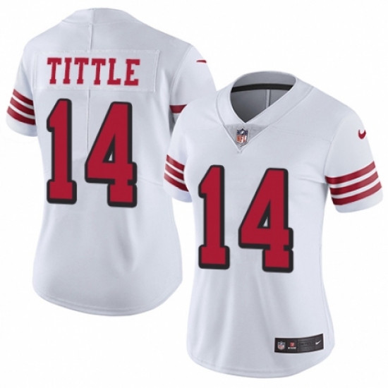 Women's Nike San Francisco 49ers #14 Y.A. Tittle Limited White Rush Vapor Untouchable NFL Jersey - Ujersey
