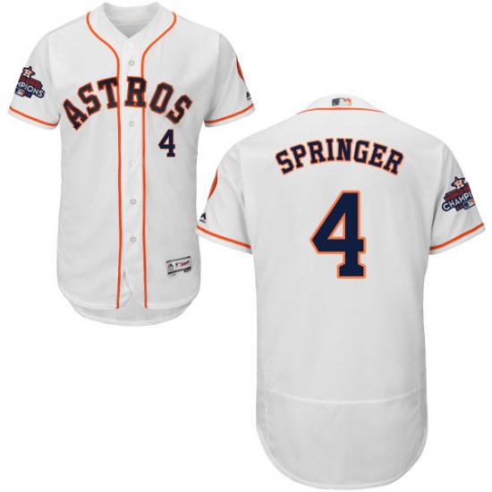 Men's Majestic Houston Astros #4 George Springer Authentic White Home 2017 World Series Champions Flex Base MLB Jersey