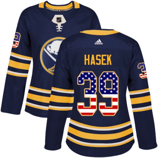 Women's Adidas Buffalo Sabres #39 Dominik Hasek Authentic Navy Blue USA Flag Fashion NHL Jersey - Ujersey