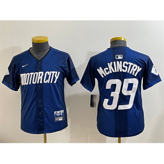 Youth Detroit Tigers #39 Zach McKinstry 2024 Navy City Connect Cool Base Limited Stitched Baseball Jersey - Ujersey
