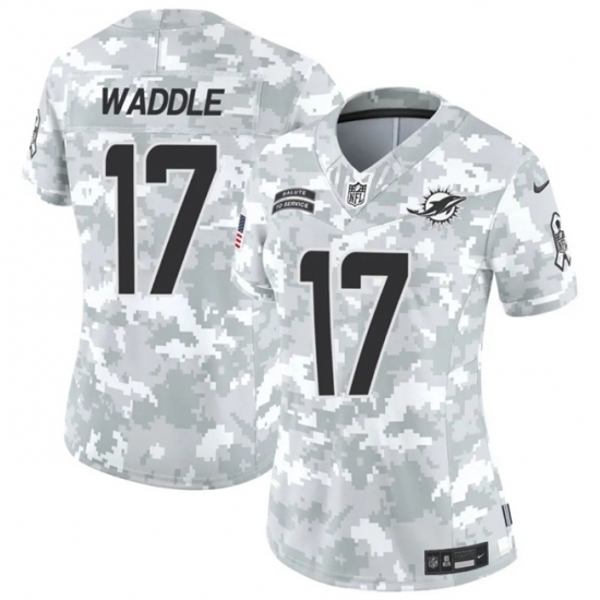 Women's Miami Dolphins #17 Jaylen Waddle 2024 F.U.S.E Arctic Camo Salute To Service Limited Stitched Football Jersey(Run Small) - Ujersey