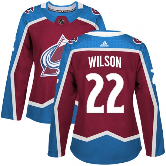 Women's Adidas Colorado Avalanche #22 Colin Wilson Authentic Burgundy Red Home NHL Jersey - Ujersey