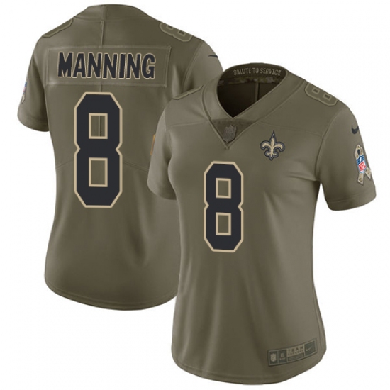 Women's Nike New Orleans Saints #8 Archie Manning Limited Olive 2017 Salute to Service NFL Jersey - Ujersey