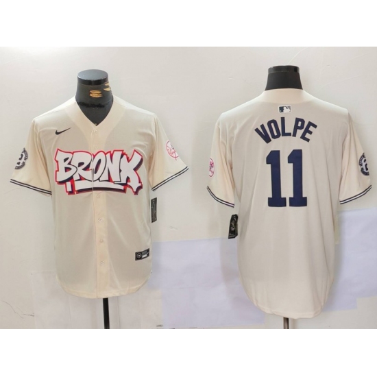 Men's New York Yankees #11 Anthony Volpe Cream Limited Stitched Baseball Jersey - Ujersey