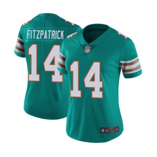 Women's Miami Dolphins #14 Ryan Fitzpatrick Aqua Green Alternate Vapor Untouchable Limited Player Football Jersey - Ujersey