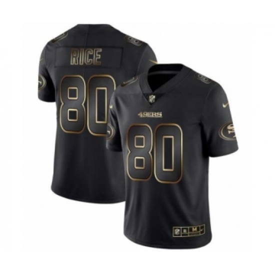 Men San Francisco 49ers #80 Jerry Rice Black 2019 Vapor Limited Golden Edition Jersey - Ujersey
