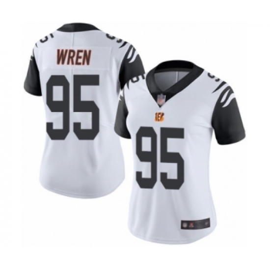 Women's Cincinnati Bengals #95 Renell Wren Limited White Rush Vapor Untouchable Football Jersey - Ujersey