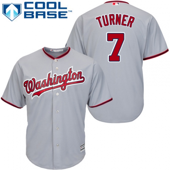 Youth Majestic Washington Nationals #7 Trea Turner Authentic Grey Road Cool Base MLB Jersey - Ujersey