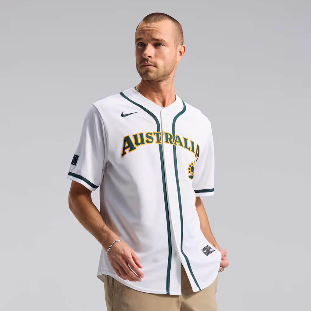 Men's Australia Baseball Nike White 2026 World Baseball Classic Home Stadium Jersey - ujerseystore