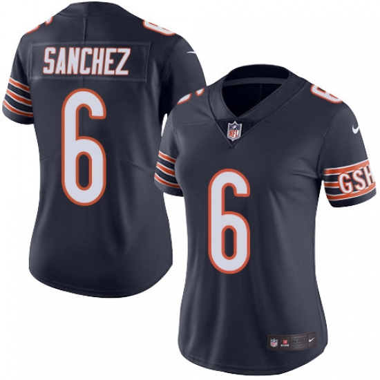 Women's Nike Chicago Bears #6 Mark Sanchez Navy Blue Team Color Vapor Untouchable Limited Player NFL Jersey - Ujersey