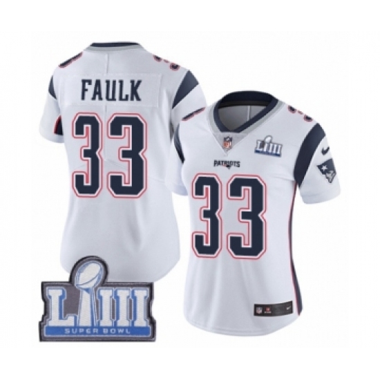 Women's Nike New England Patriots #33 Kevin Faulk White Vapor Untouchable Limited Player Super Bowl LIII Bound NFL Jersey - Ujersey