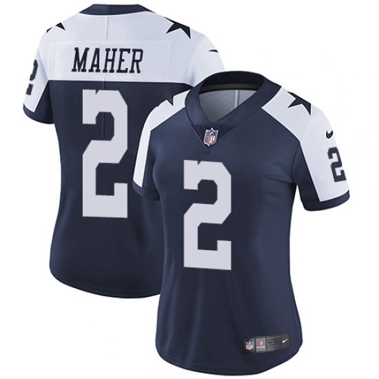 Women's Nike Dallas Cowboys #2 Brett Maher Navy Blue Throwback Alternate Vapor Untouchable Limited Player NFL Jersey - Ujersey